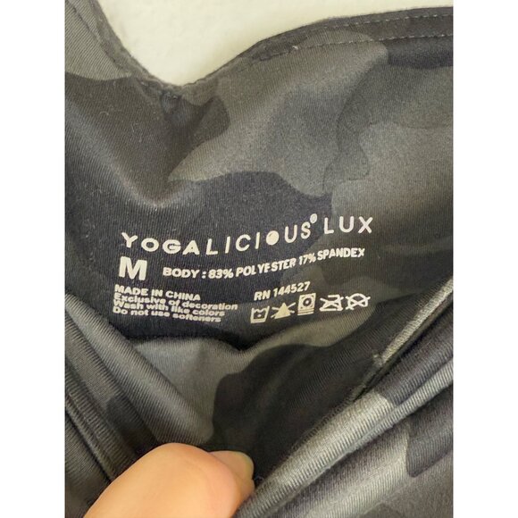 Yogalicious Lux Women's Gray Camouflage Print Leggings M 7/8 ankle Gym Yoga EUC - Picture 5 of 12